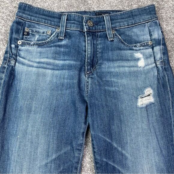 Ag Adriano Goldschmied The Beau Sloucy Skinny Distressed Medium Wash Jeans 25 - Picture 3 of 15